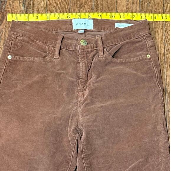 FRAME Denim Brown Velvet High Waist Skinny Pants Sz 26 Designer Luxury - Picture 8 of 14